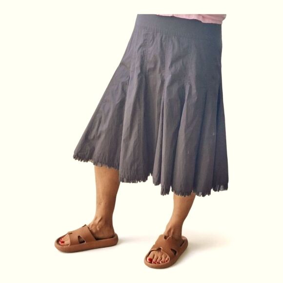 NWT CAbi #480 Masai Tulle Trimmed Flare Skirt Cotton Chocolate Brown Coconut 8 - Picture 1 of 13